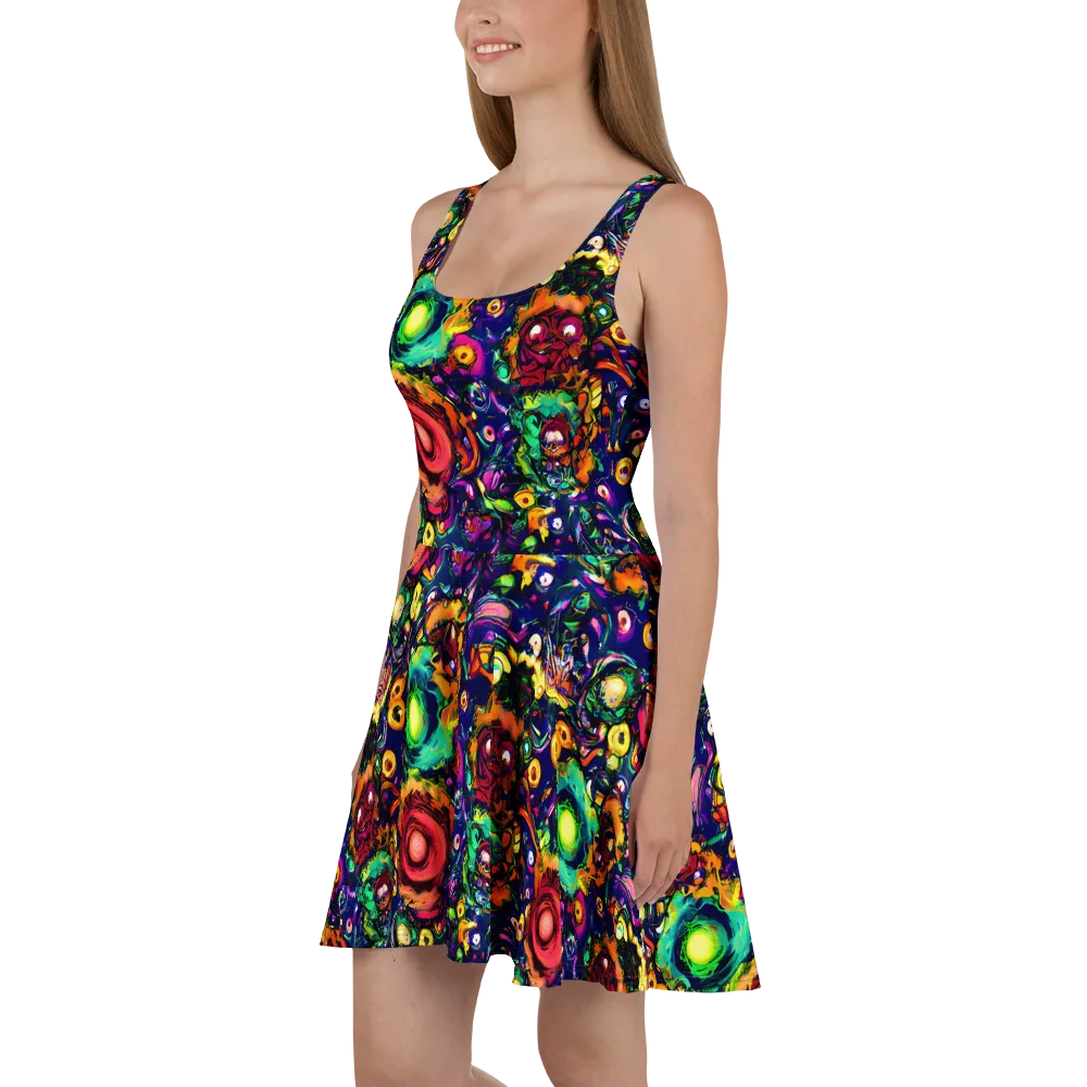 Neon Surreal on Skater Dress — Left