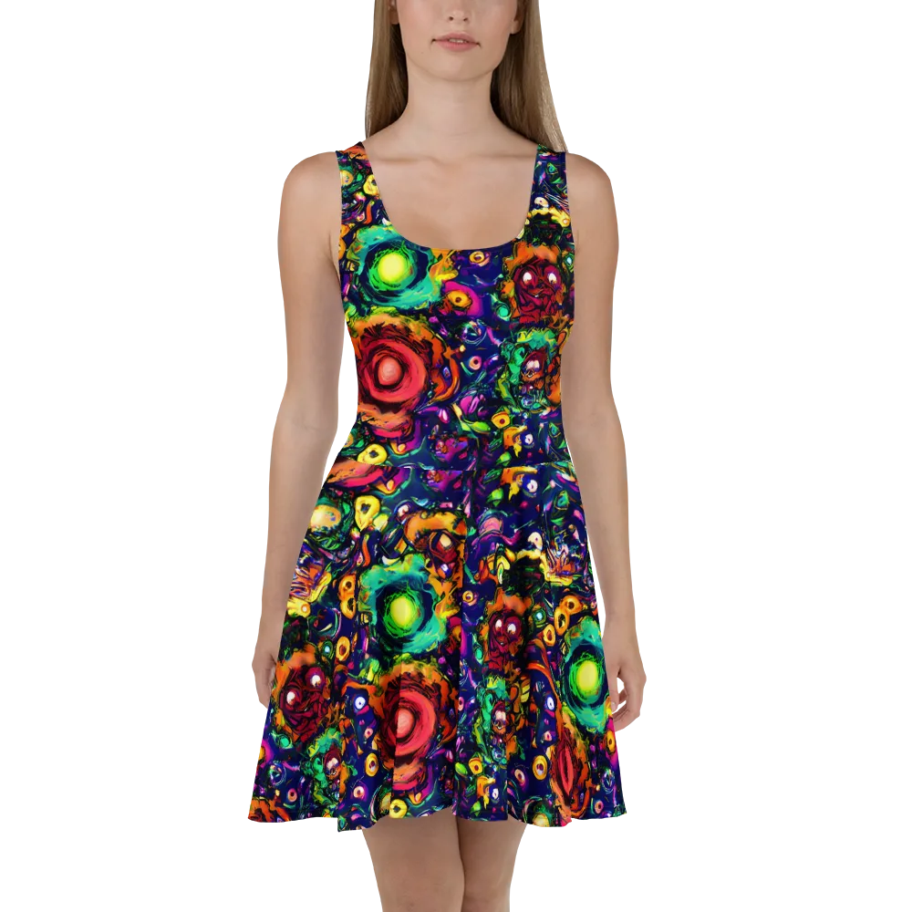 Neon Surreal on Skater Dress — Front