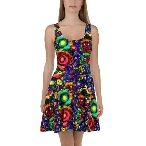 Neon Surreal on a Skater Dress