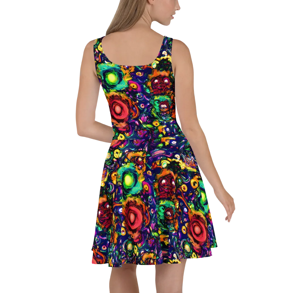 Neon Surreal on Skater Dress — Back