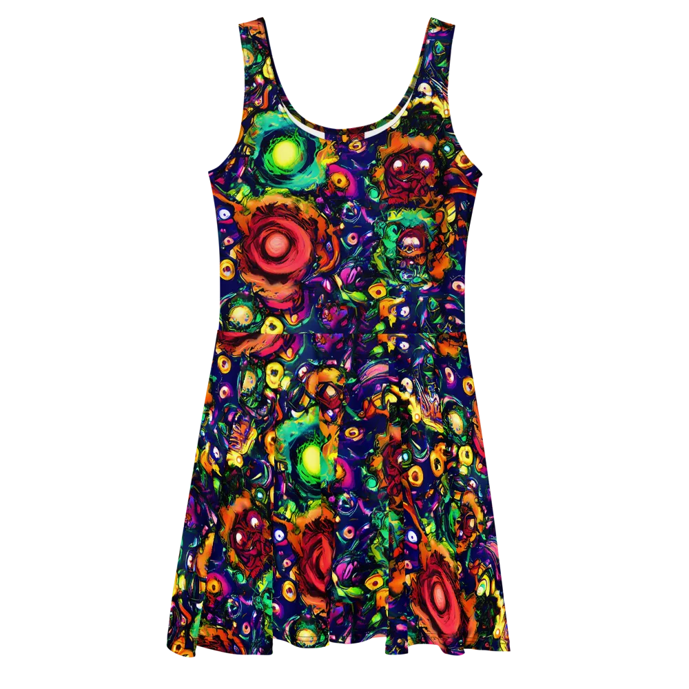 Neon Surreal on Skater Dress — Front