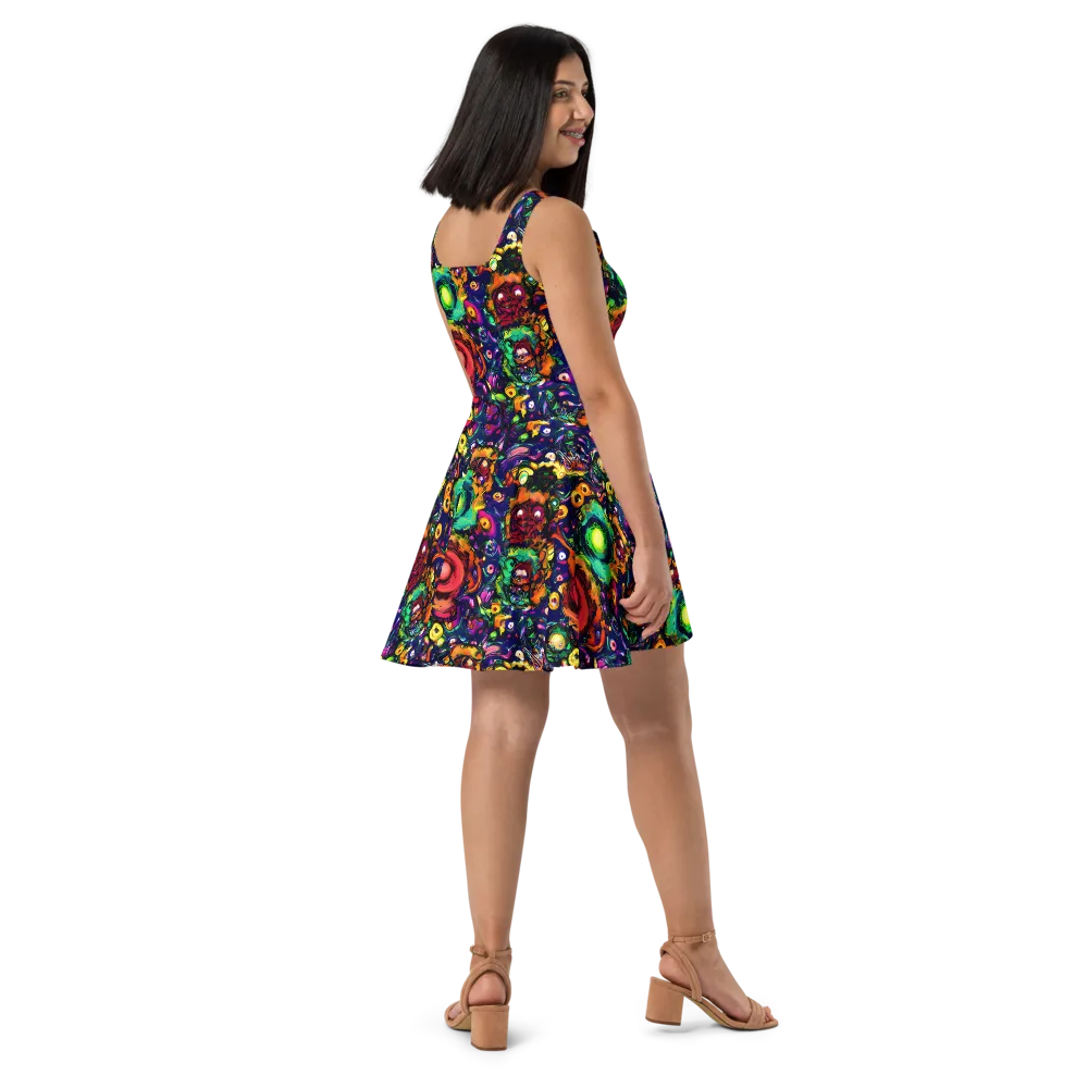 Neon Surreal on Skater Dress — Right