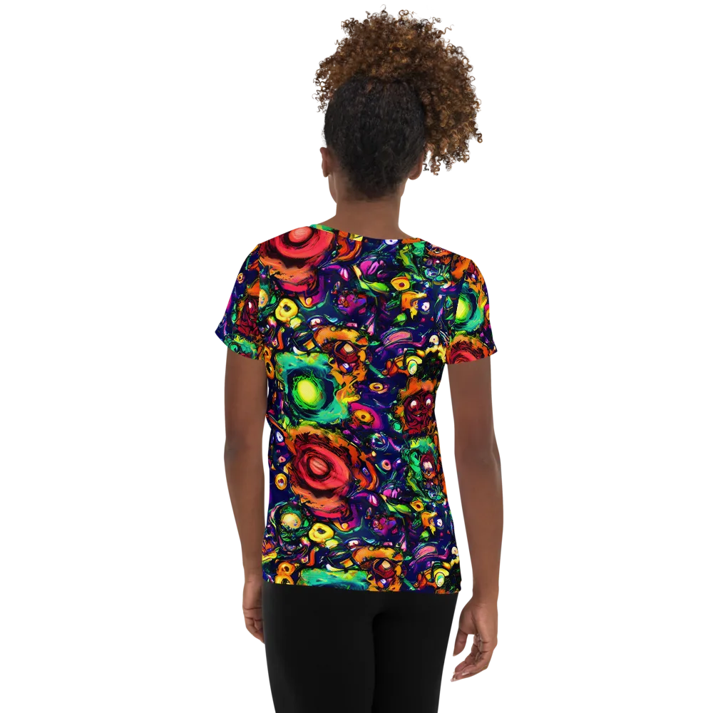 Neon Surreal on Women's Athletic T-Shirt — Back