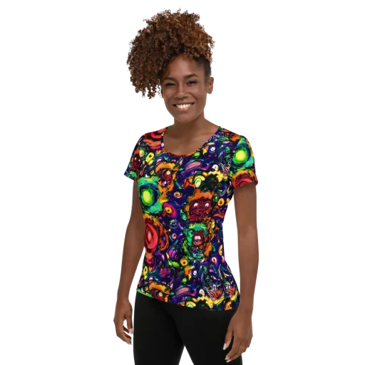 Neon Surreal on a Women's Athletic T-Shirt