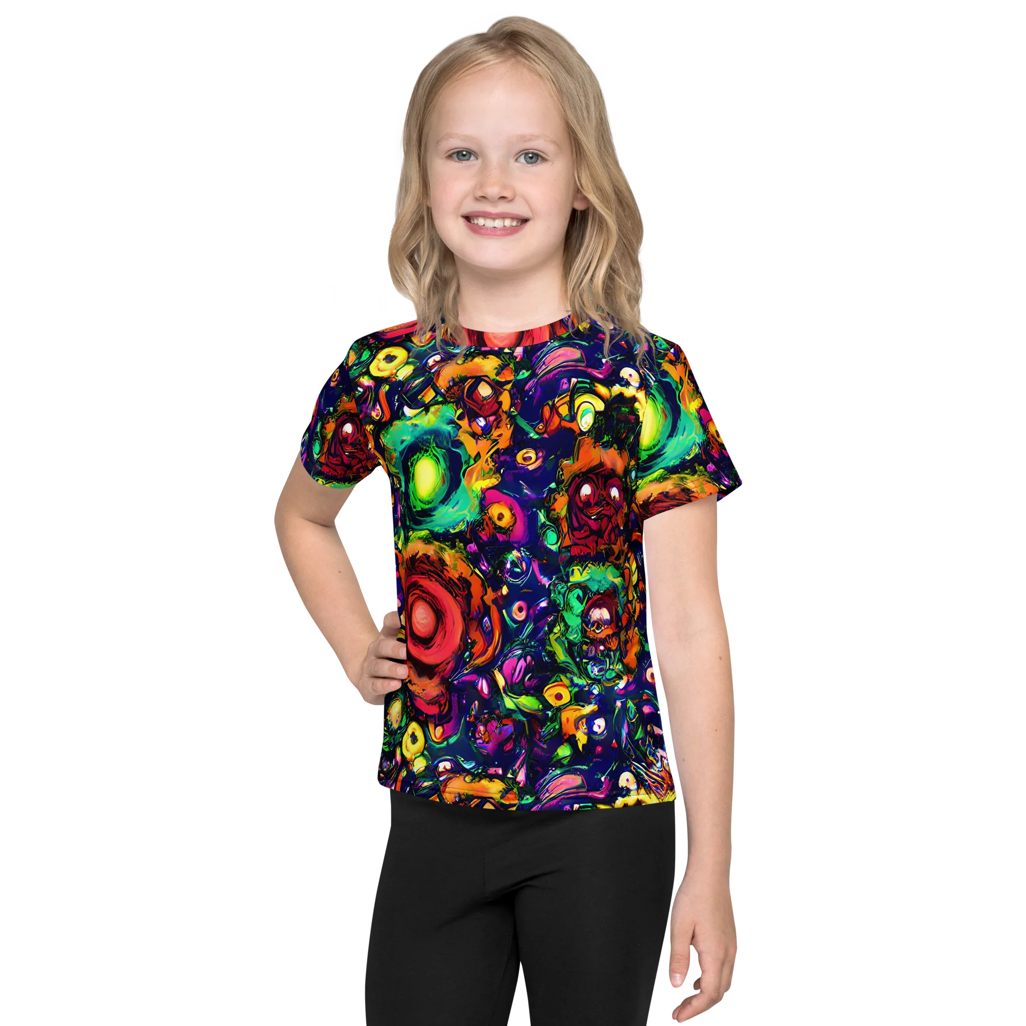 Neon Surreal on Kids Crew Neck T-Shirt — Front