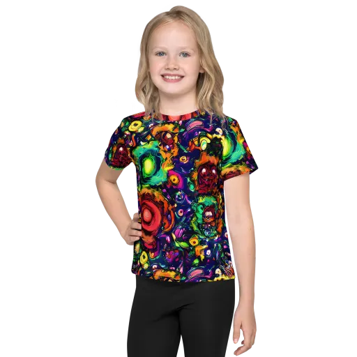 Neon Surreal on a Kids Crew Neck T-Shirt