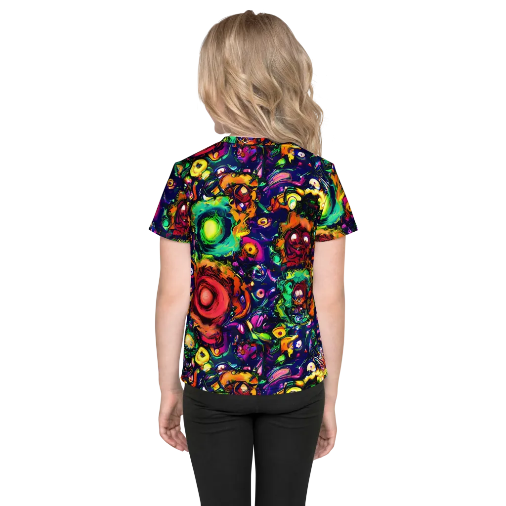 Neon Surreal on Kids Crew Neck T-Shirt — Back