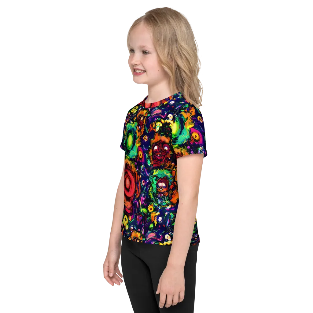 Neon Surreal on Kids Crew Neck T-Shirt — Left