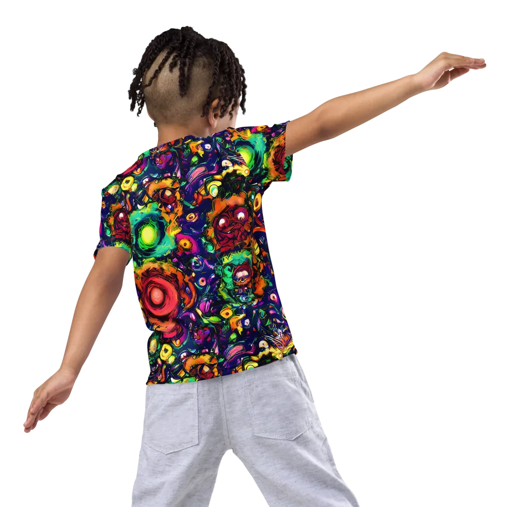 Neon Surreal on Kids Crew Neck T-Shirt — Back
