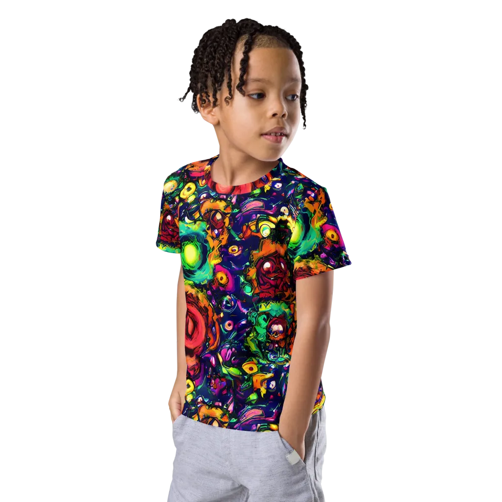 Neon Surreal on Kids Crew Neck T-Shirt — Left Front