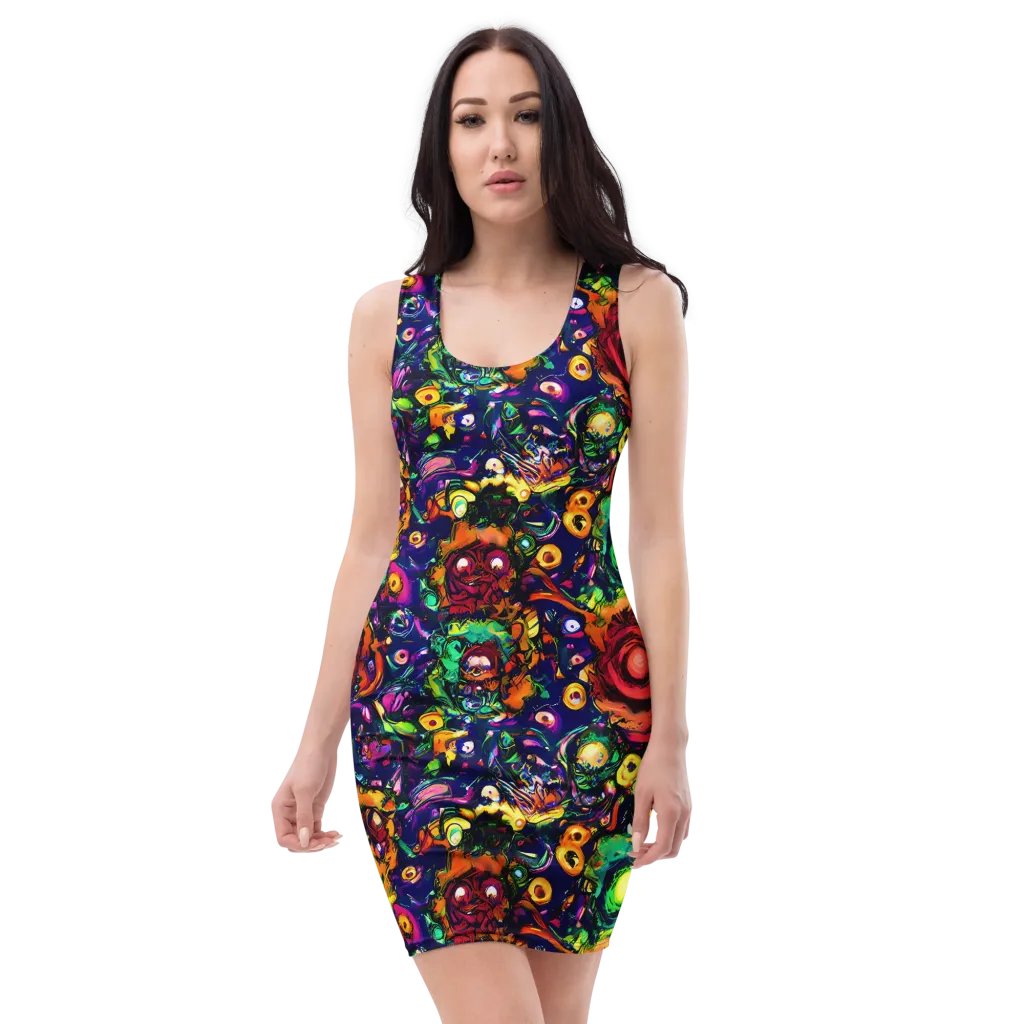 Neon Surreal on Bodycon Dress — Front