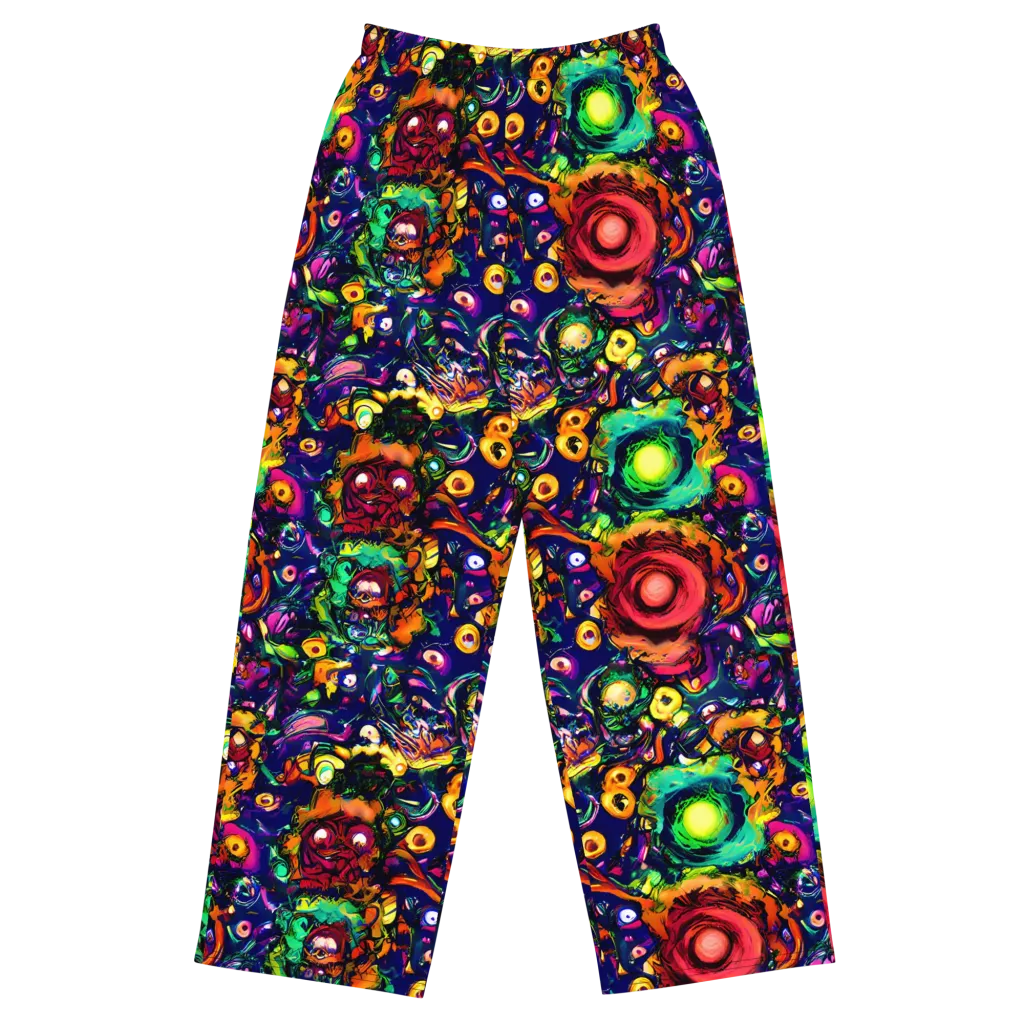 Neon Surreal on Wide-Leg Pants — Front