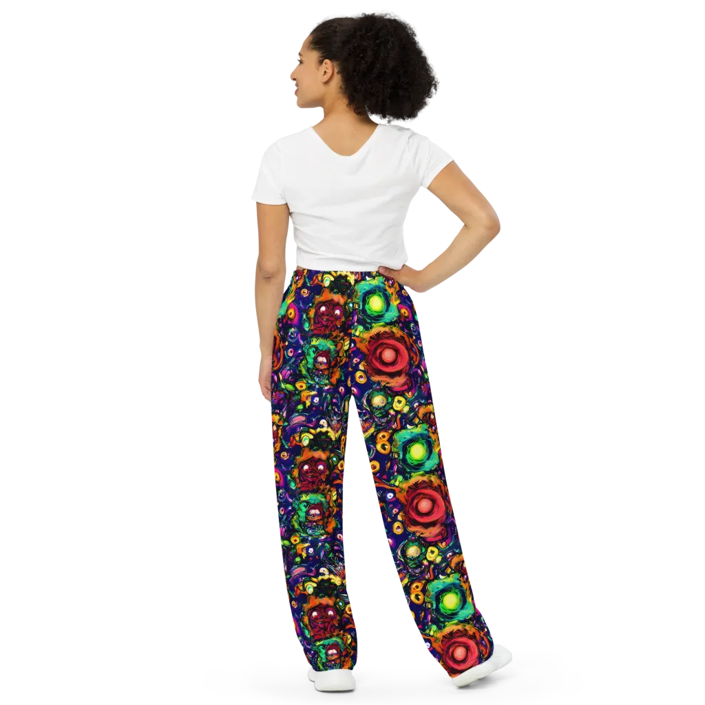 Neon Surreal on Wide-Leg Pants — Back