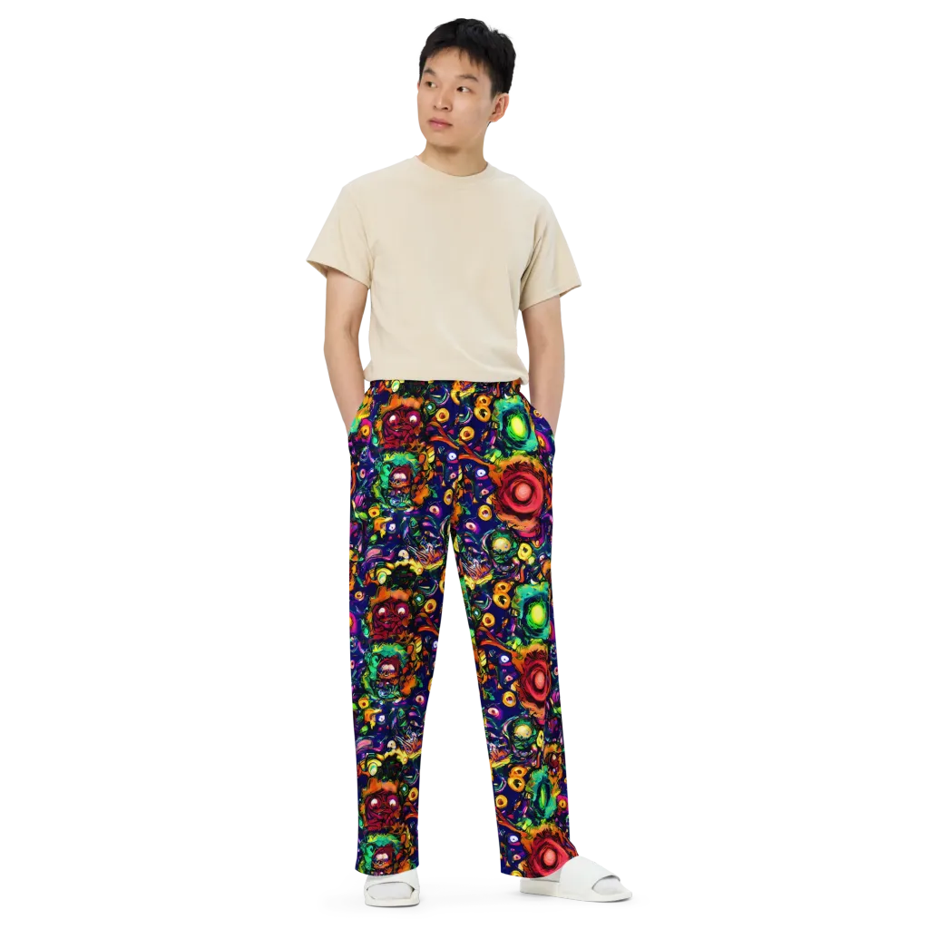 Neon Surreal on Wide-Leg Pants — Front