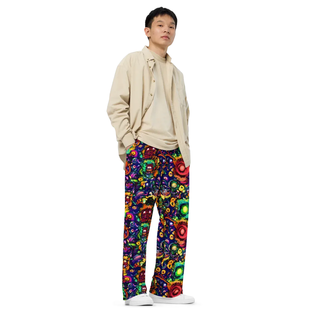 Neon Surreal on Wide-Leg Pants — Right Front