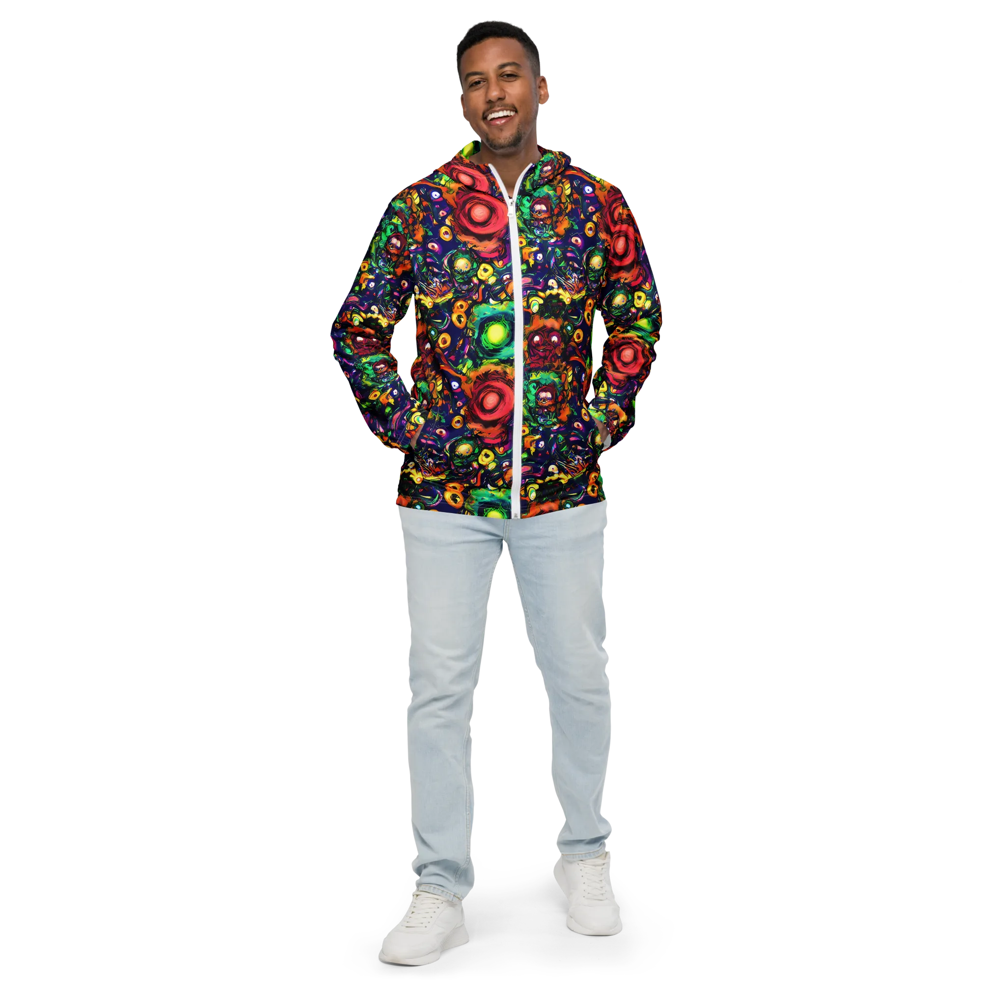 Neon Surreal on Men's Windbreaker — Front