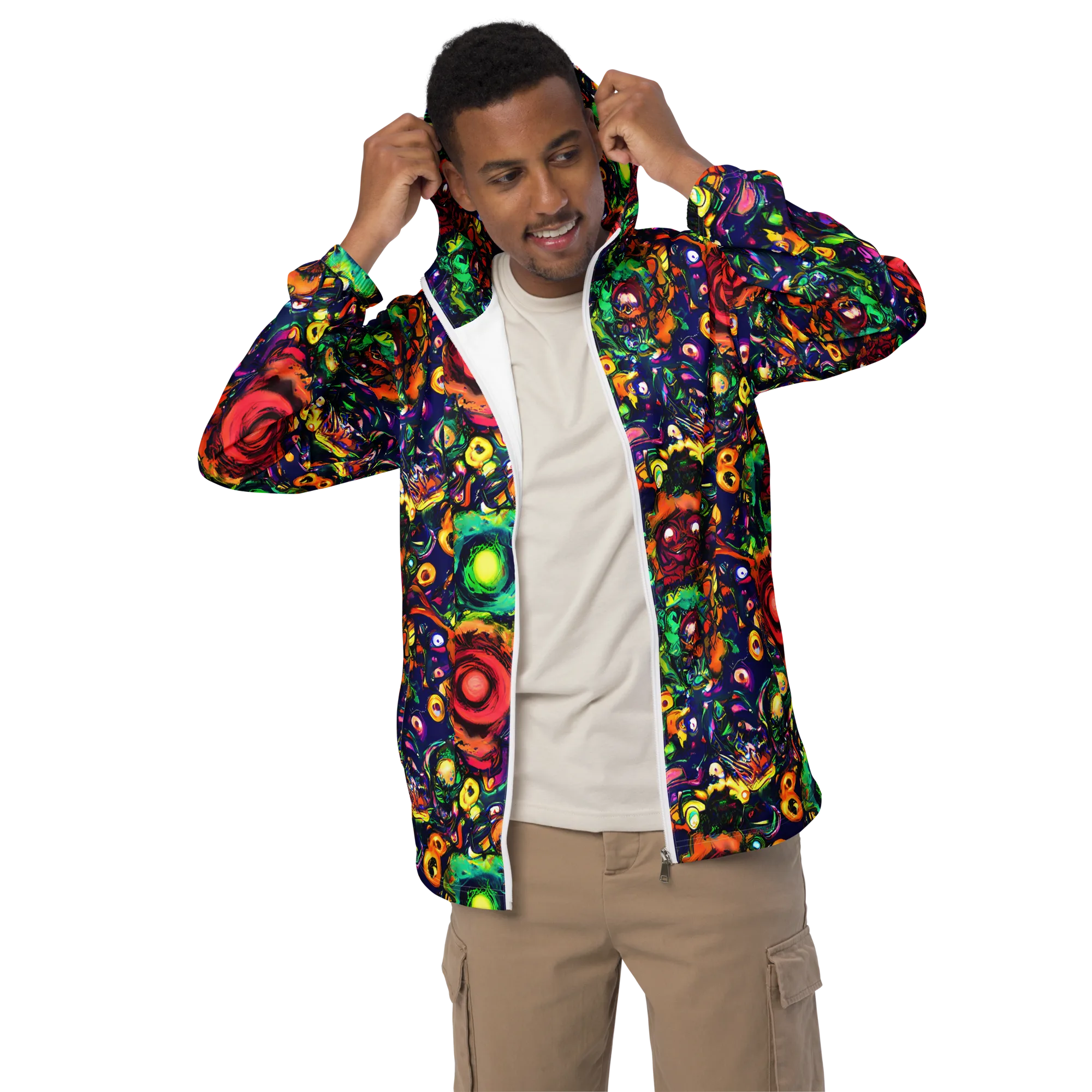 Neon Surreal on Men's Windbreaker — Front