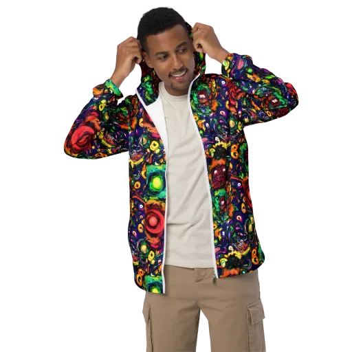 Neon Surreal on a Men's Windbreaker