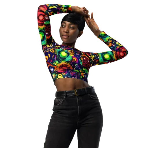 Neon Surreal on a Long Sleeve Crop Top