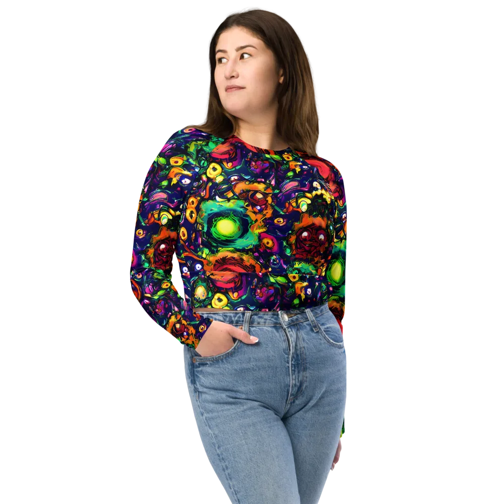Neon Surreal on Long Sleeve Crop Top — Front