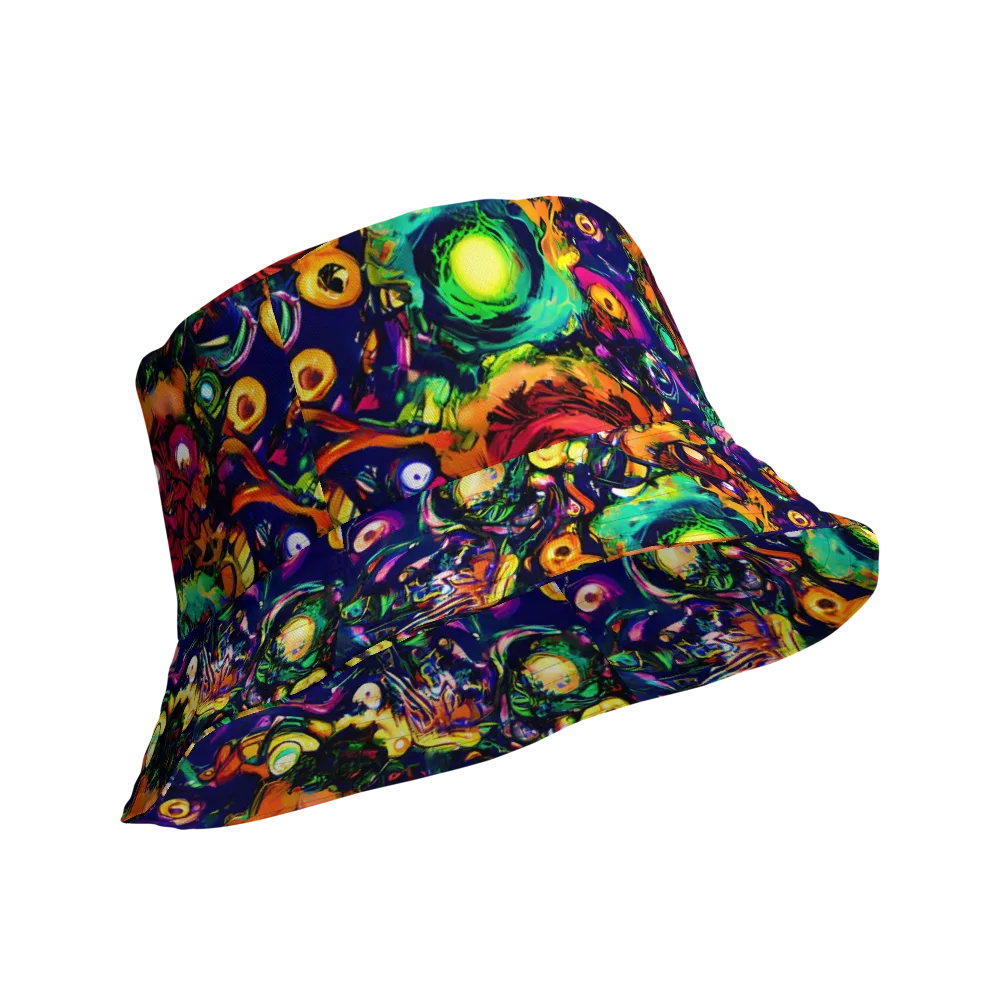 Neon Surreal on Reversible Bucket Hat — Product details Outside