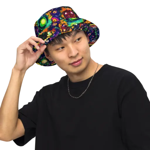Neon Surreal on a Reversible Bucket Hat