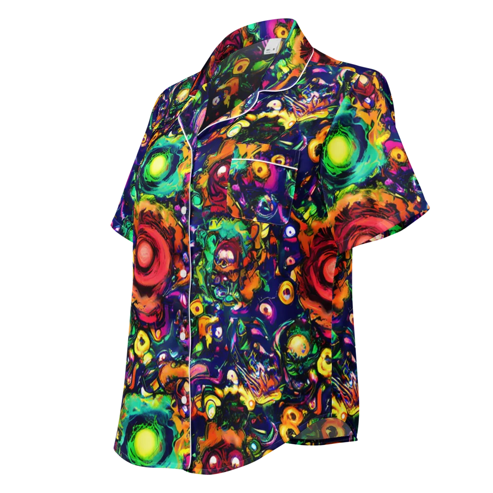 Neon Surreal on Women's Short Sleeve Pajama Top — Left Front