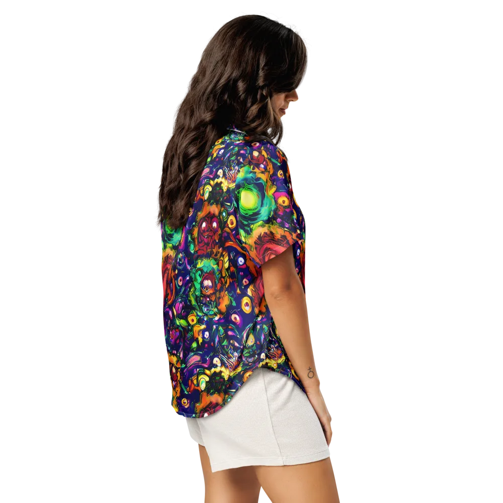 Neon Surreal on Women's Short Sleeve Pajama Top — Right Back