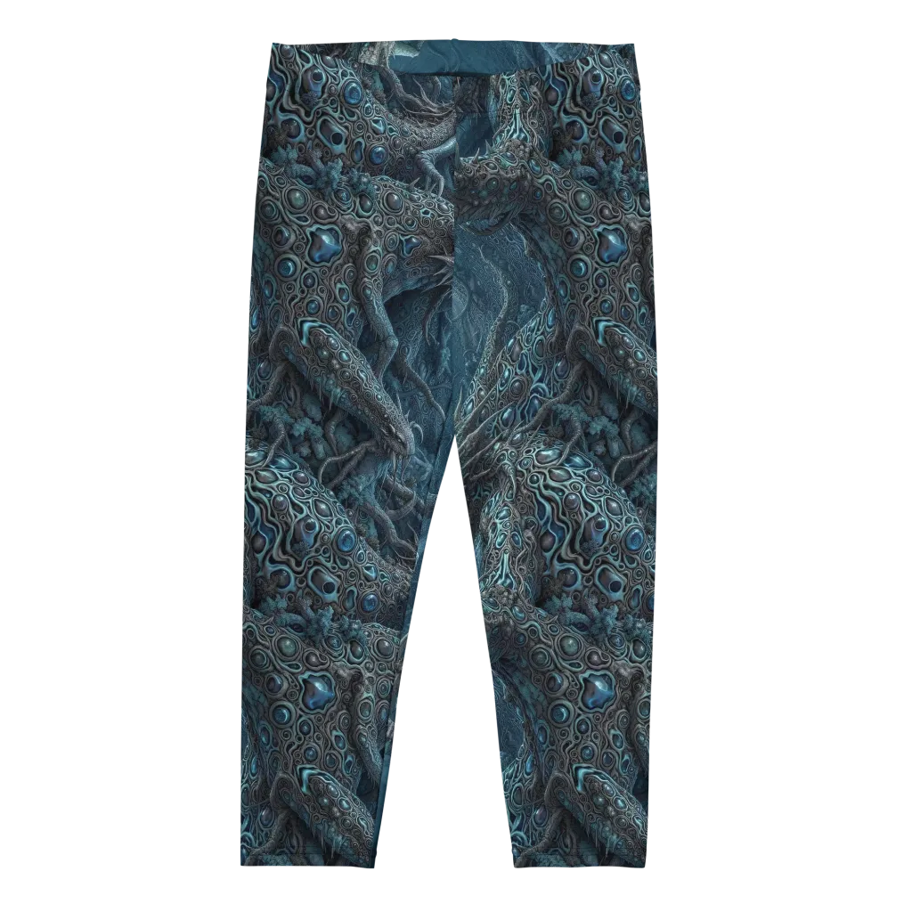 Azure Dragonfall on Capri Leggings — Front