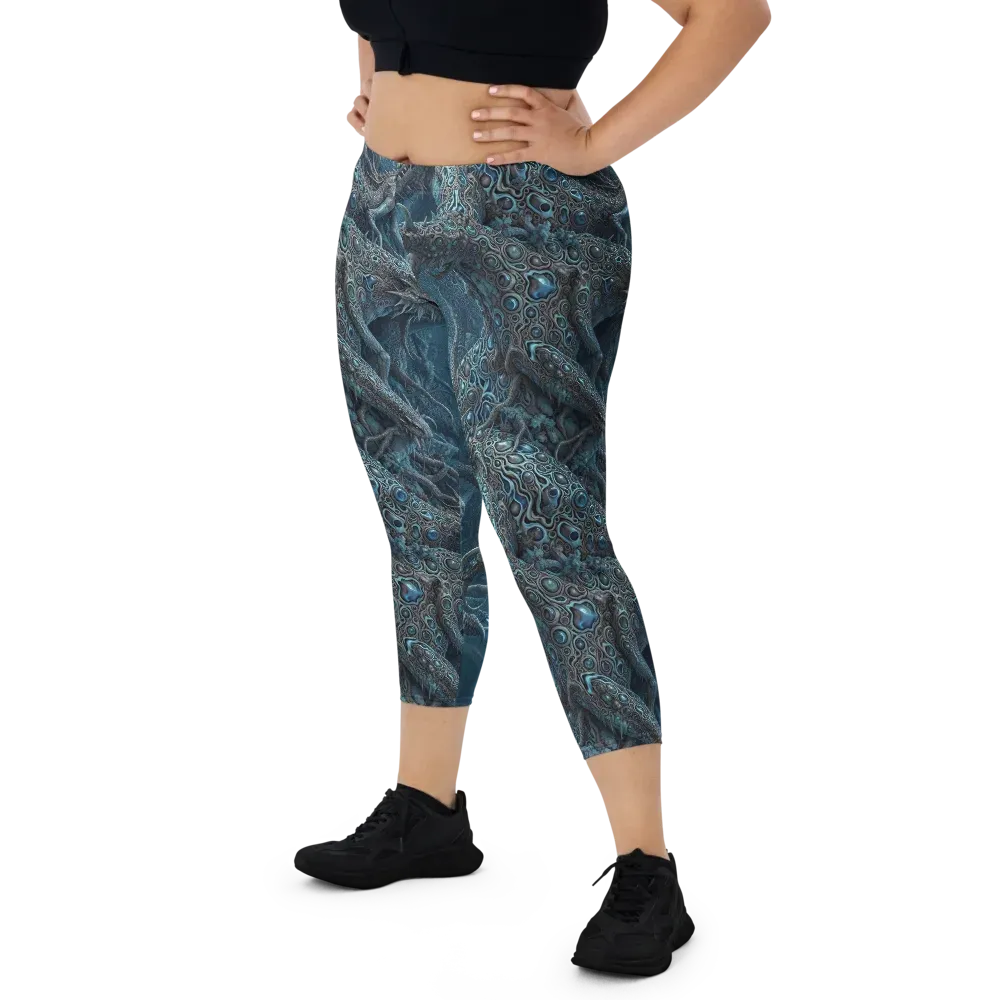 Azure Dragonfall on Capri Leggings — Front