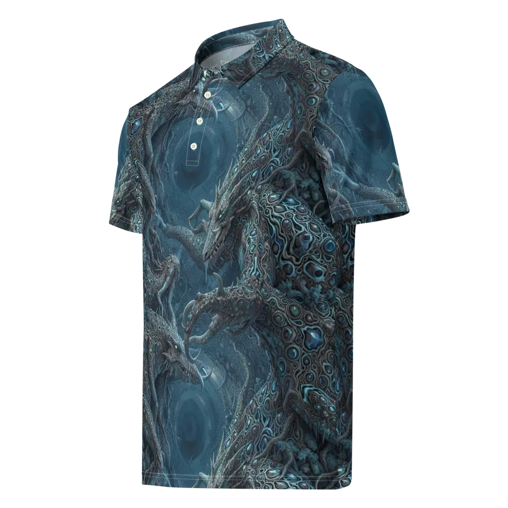 Azure Dragonfall on Men's Slim Fit Polo Shirt — Left Front