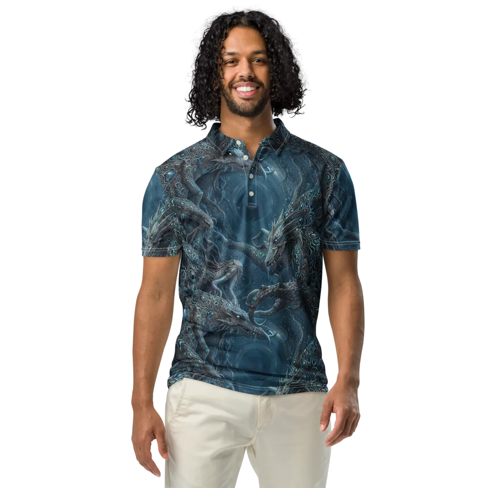 Azure Dragonfall on Men's Slim Fit Polo Shirt — Front