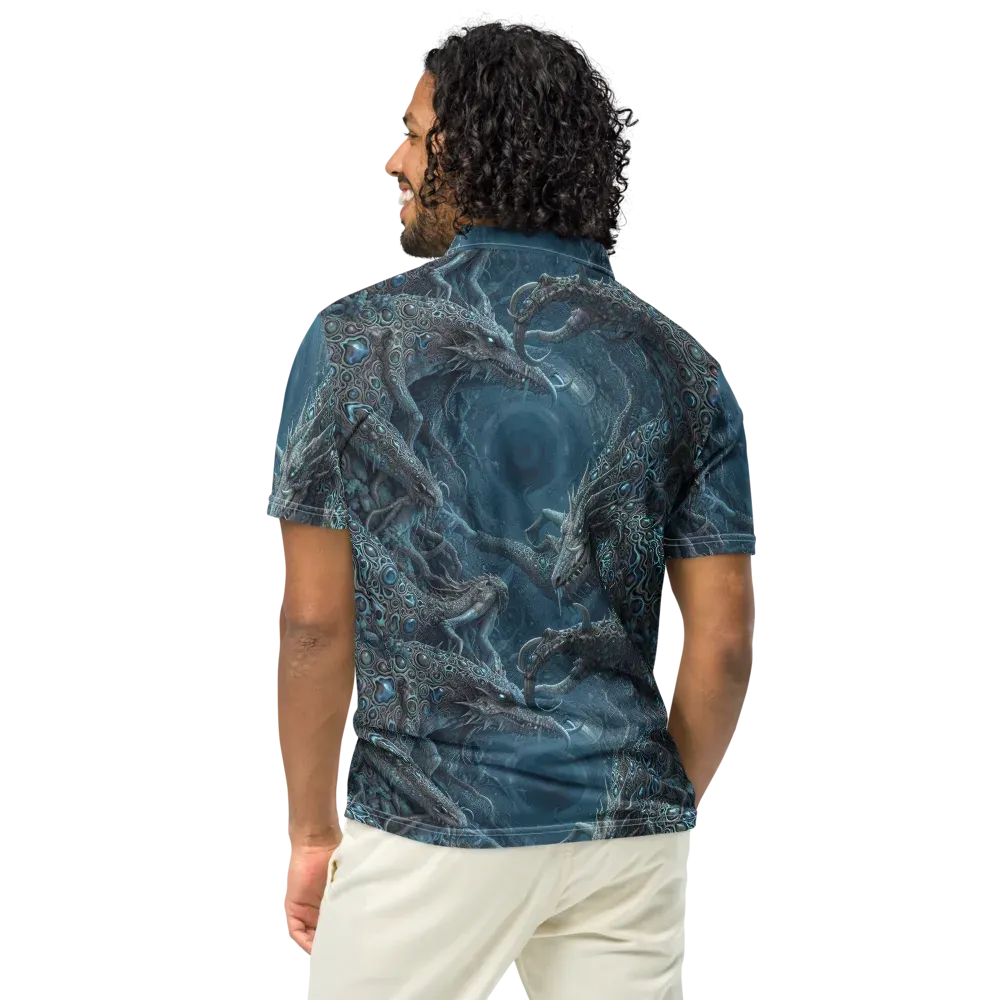Azure Dragonfall on Men's Slim Fit Polo Shirt — Back