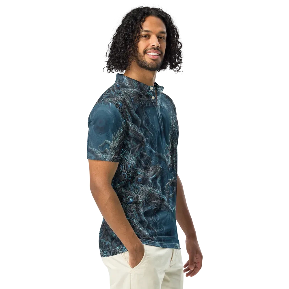 Azure Dragonfall on Men's Slim Fit Polo Shirt — Right Front