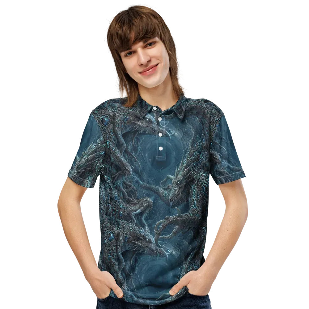 Azure Dragonfall on Men's Slim Fit Polo Shirt — Front