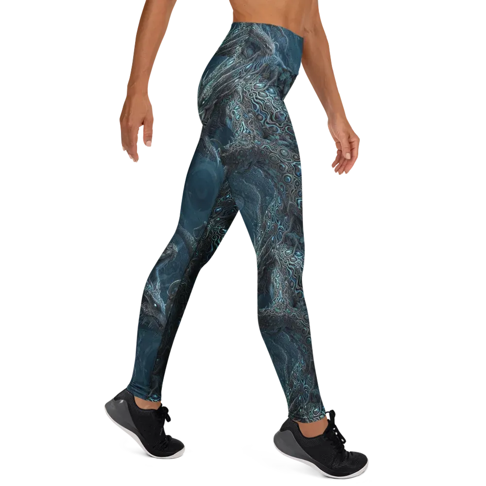 Azure Dragonfall on Yoga Leggings — Right