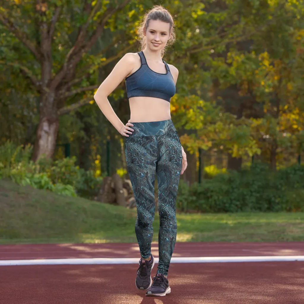 Azure Dragonfall on Yoga Leggings — Front