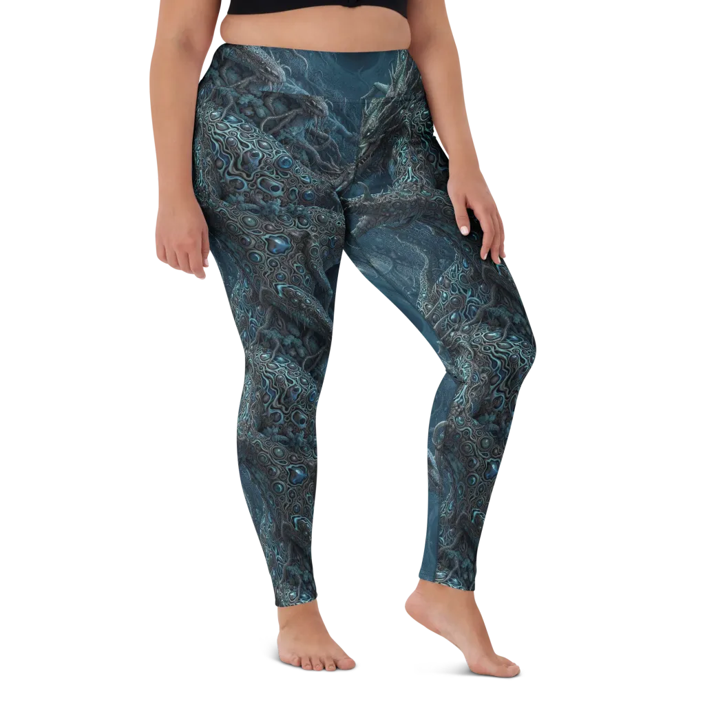 Azure Dragonfall on Yoga Leggings — Front
