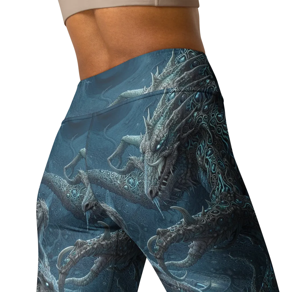 Azure Dragonfall on Yoga Leggings — Back