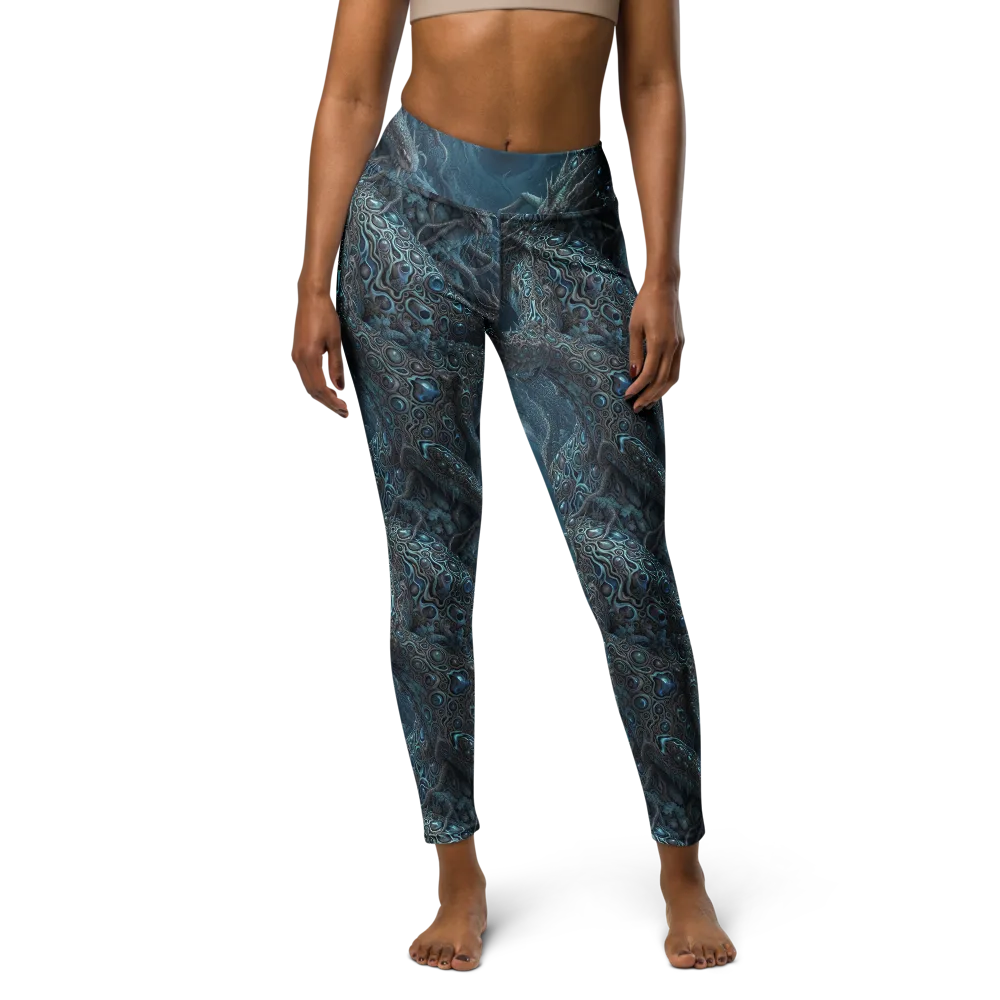 Azure Dragonfall on Yoga Leggings — Front