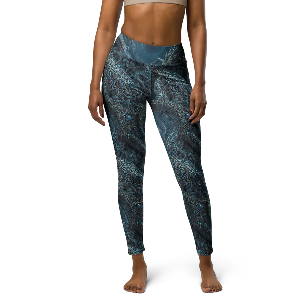 Azure Dragonfall on Yoga Leggings — Front