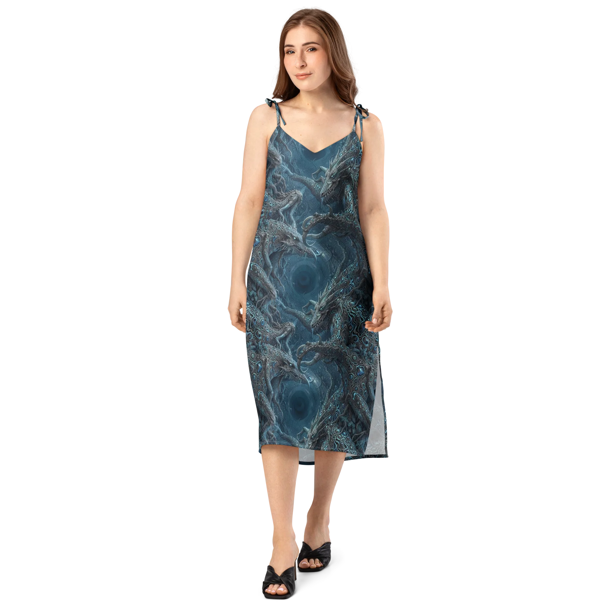 Azure Dragonfall on Slip Dress — Front