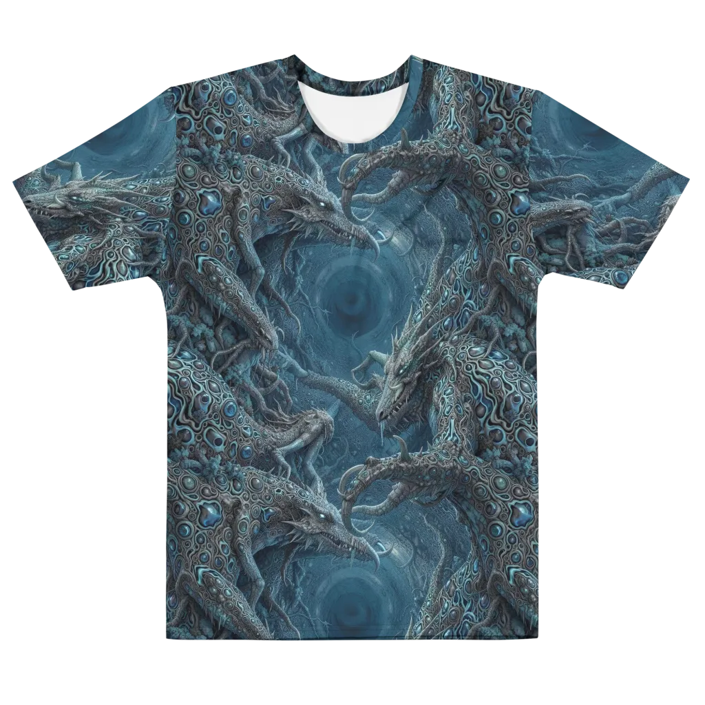 Azure Dragonfall on Men's Cotton Crew Neck T-Shirt — Front