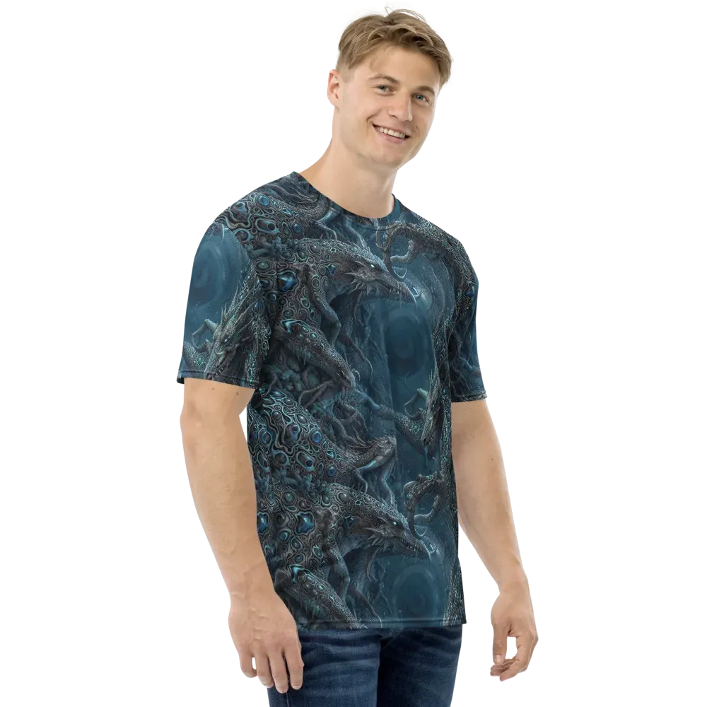 Azure Dragonfall on Men's Crew Neck T-Shirt — Right