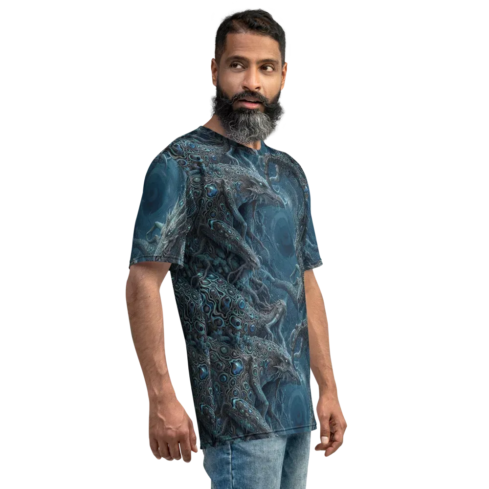 Azure Dragonfall on Men's Crew Neck T-Shirt — Right