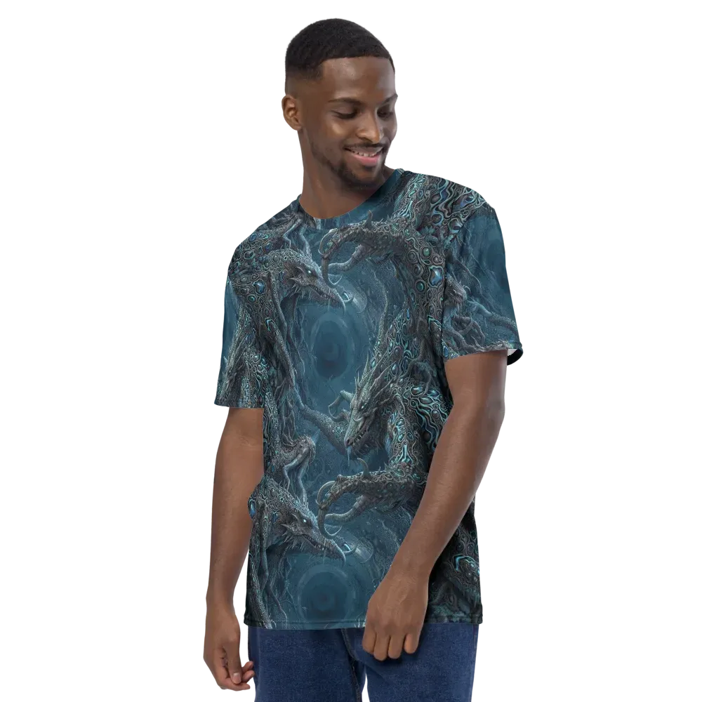 Azure Dragonfall on Men's Crew Neck T-Shirt — Left