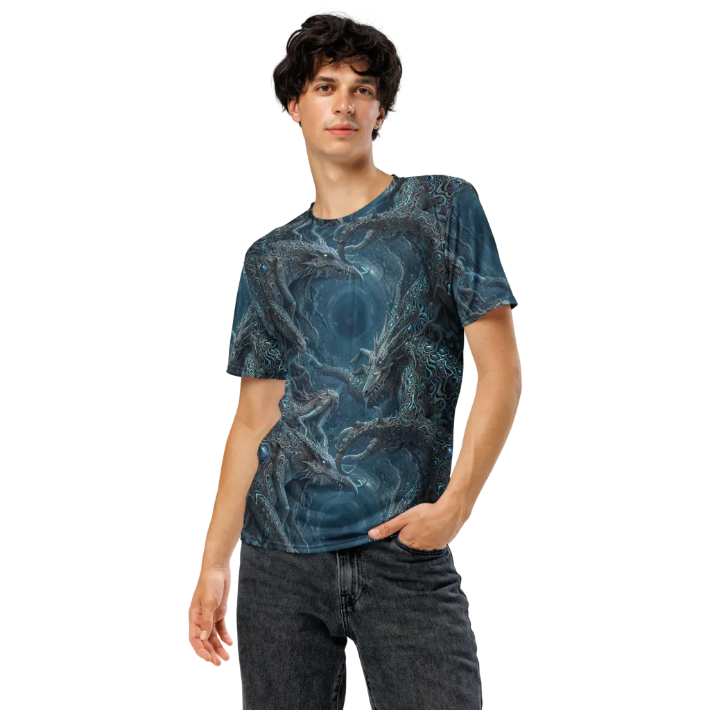 Azure Dragonfall on Men's Crew Neck T-Shirt — Front