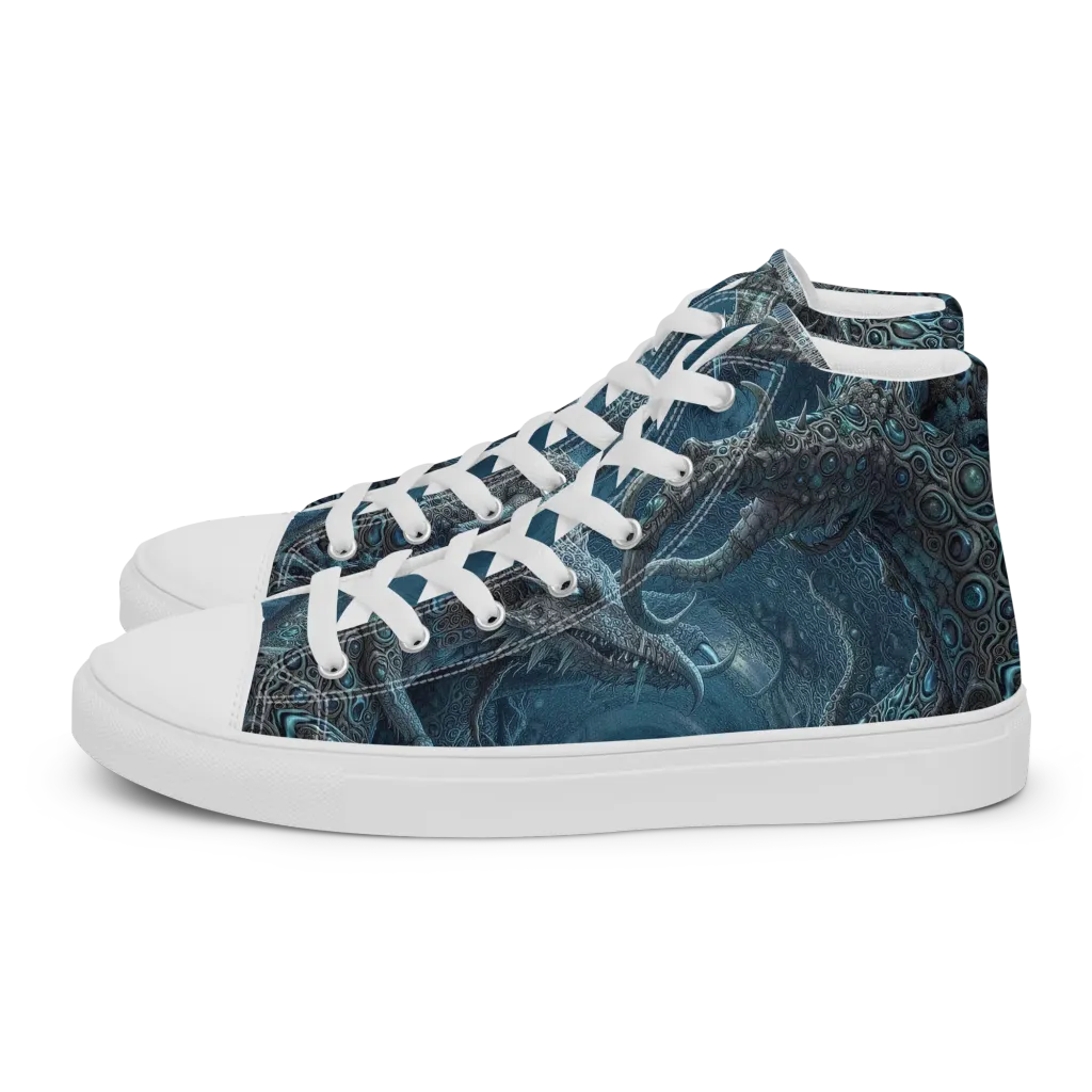 Azure Dragonfall on Men's High Top Canvas Shoes — Left