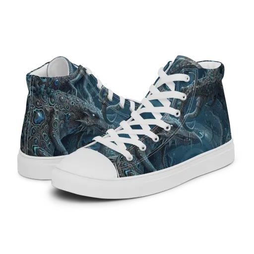 Azure Dragonfall on a Men's High Top Canvas Shoes