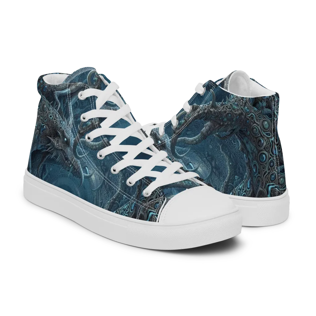 Azure Dragonfall on Men's High Top Canvas Shoes — Right